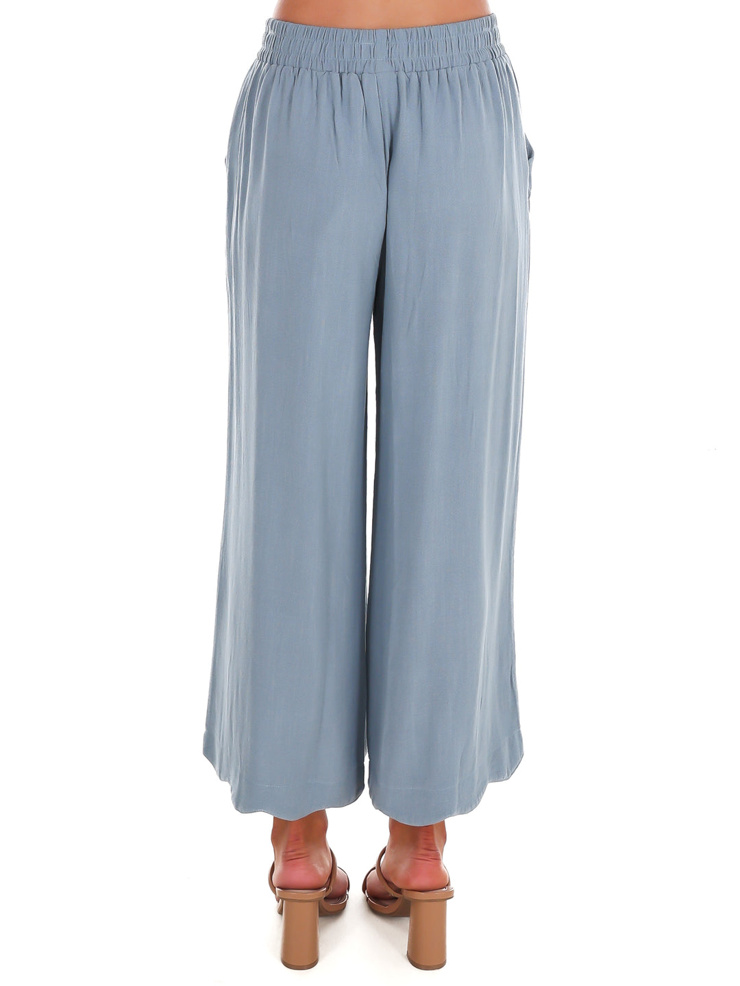 Sweet Detail Linen Scallop Wide Leg Pants
