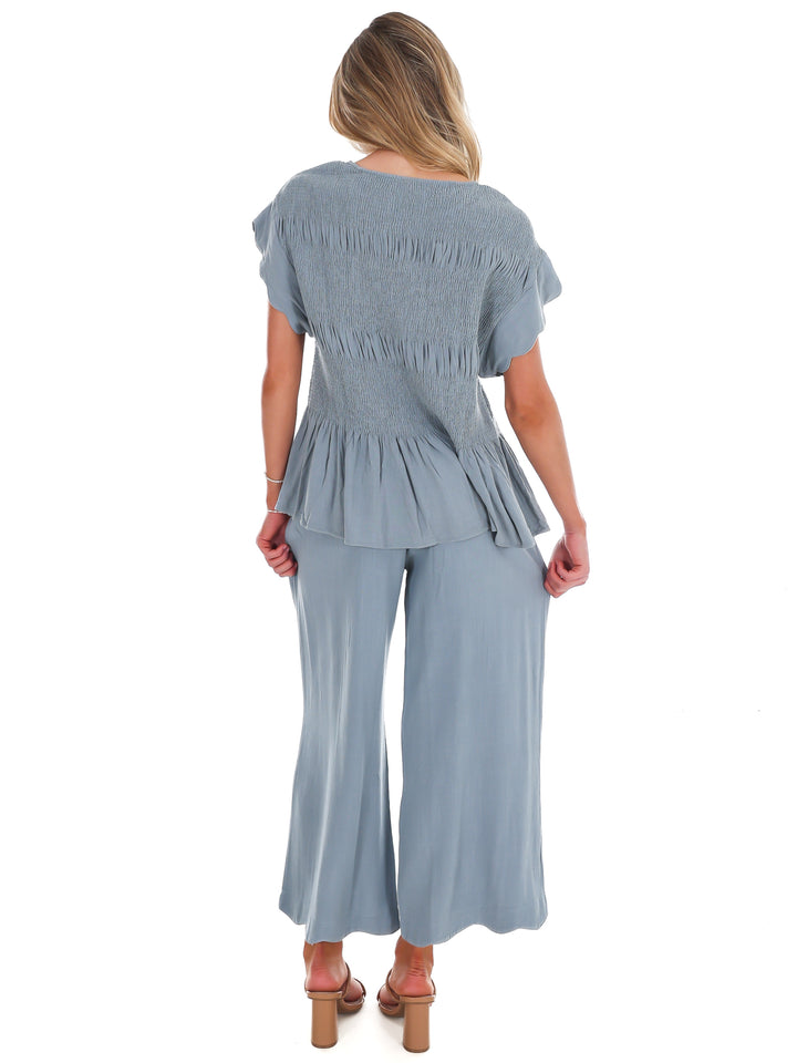 Sweet Detail Linen Peplum Top