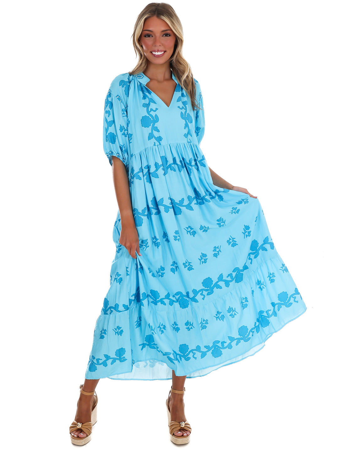 Painted Vine Print Maxi Dress