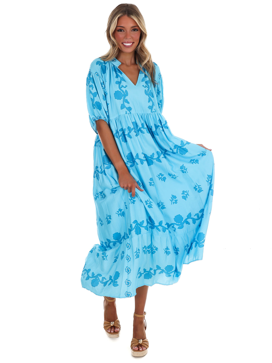 Painted Vine Print Maxi Dress Josie's Boutique Painted Vine Print Maxi Dress Josie's Boutique