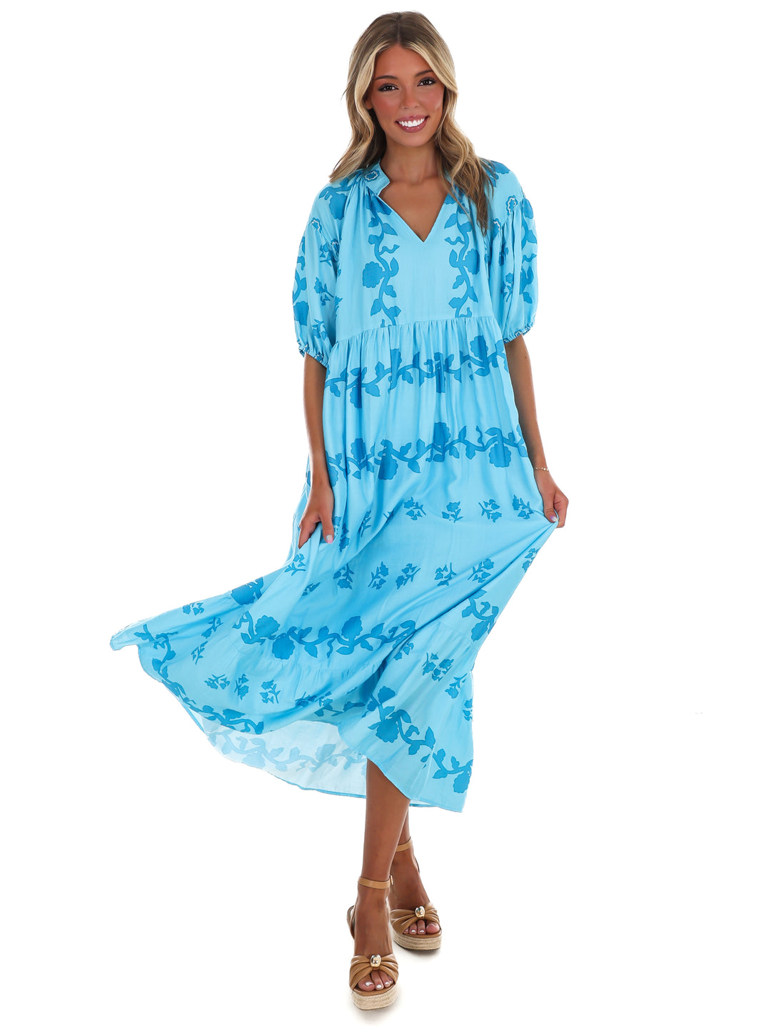 Painted Vine Print Maxi Dress