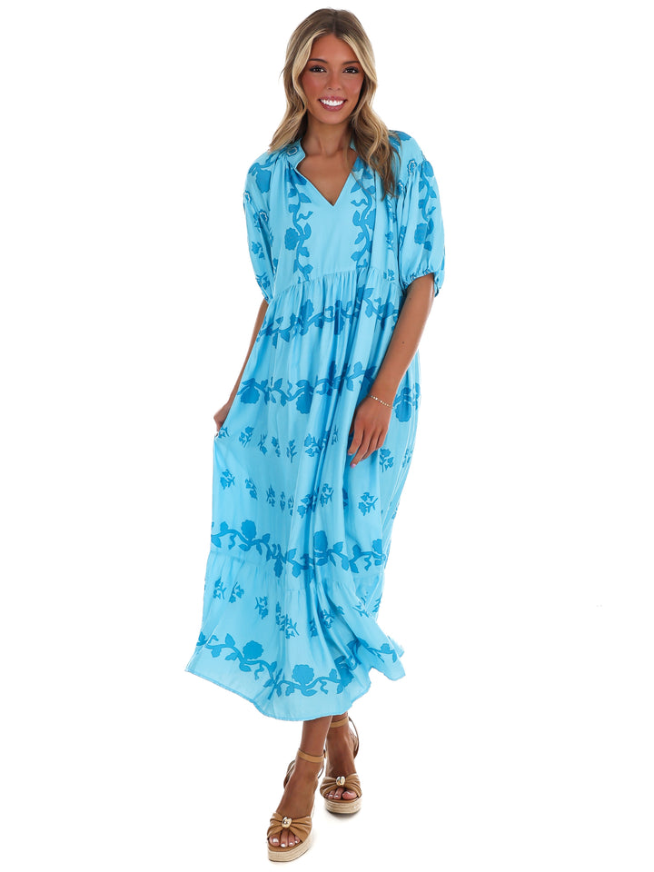Painted Vine Print Maxi Dress