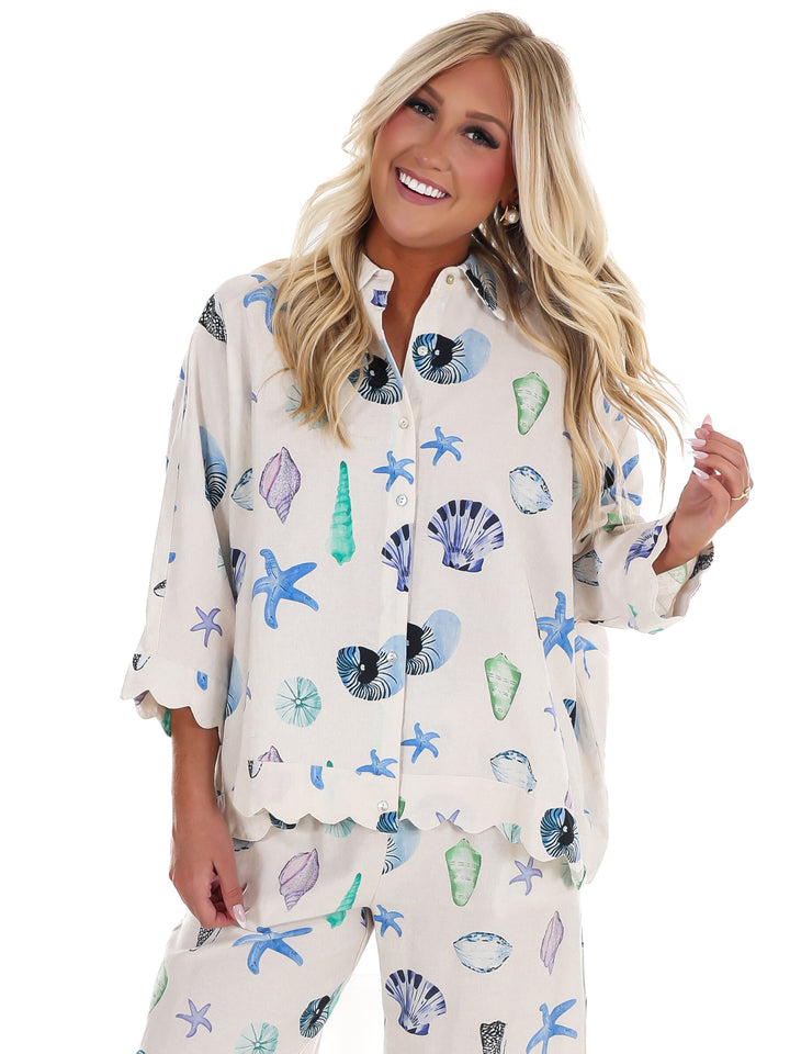Seashell Story Button Down Top