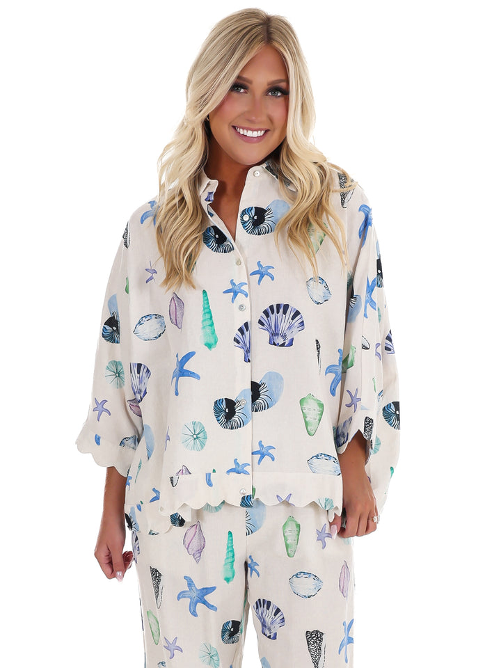 Seashell Story Button Down Top