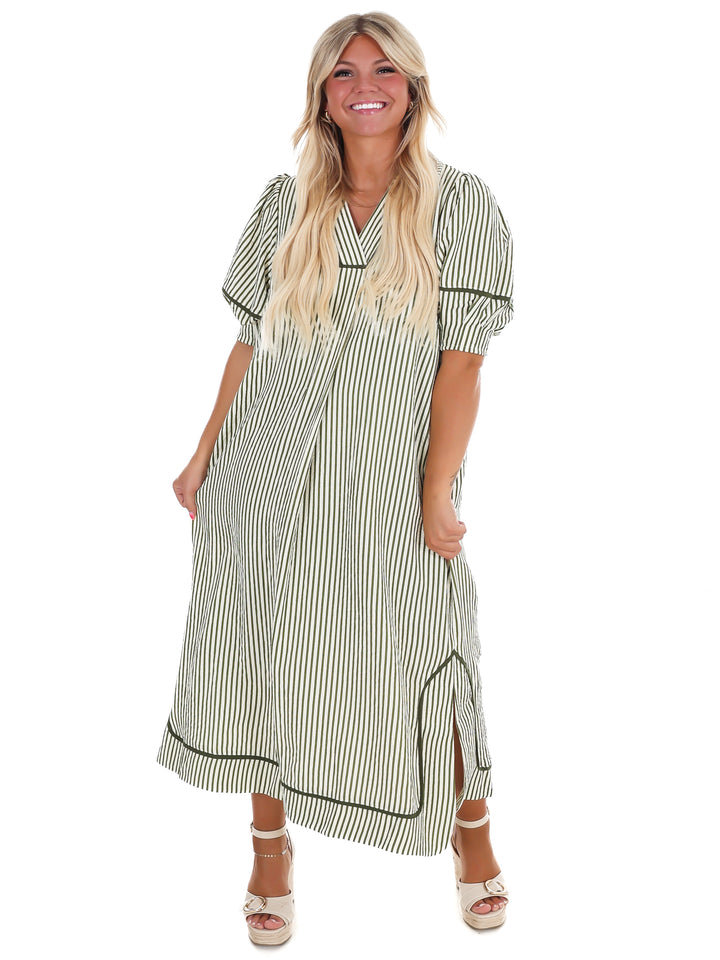 Countryside Charm Stripe Midi Dress