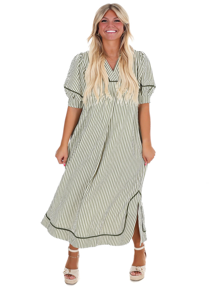 Countryside Charm Stripe Midi Dress