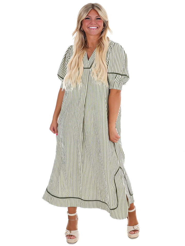 Countryside Charm Stripe Midi Dress