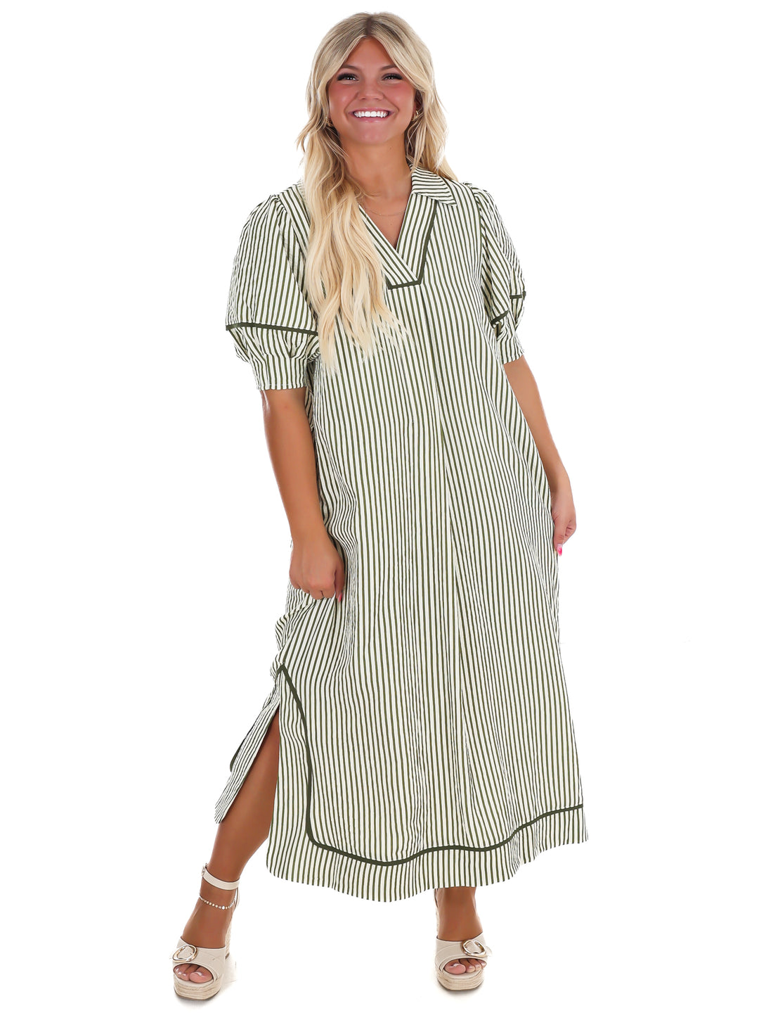 Countryside Charm Stripe Midi Dress