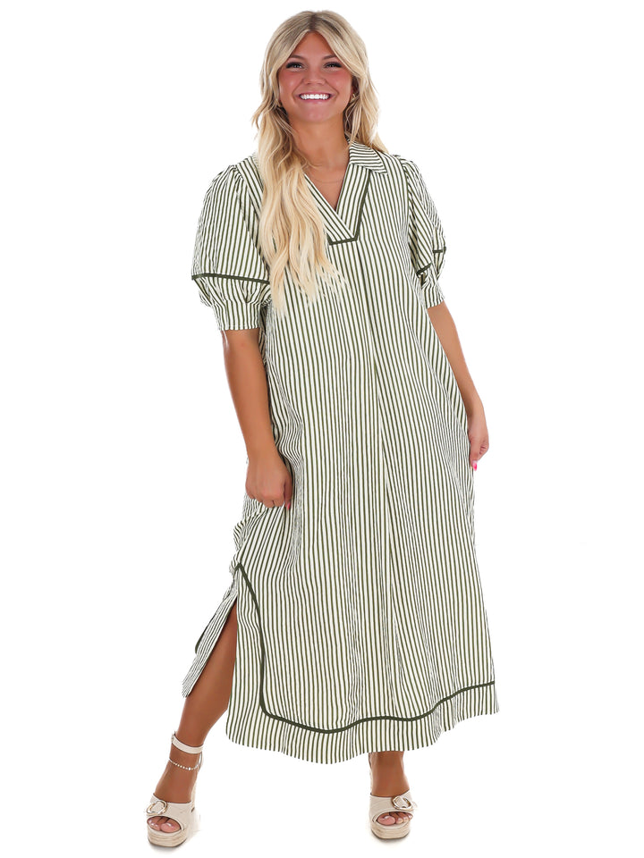 Countryside Charm Stripe Midi Dress