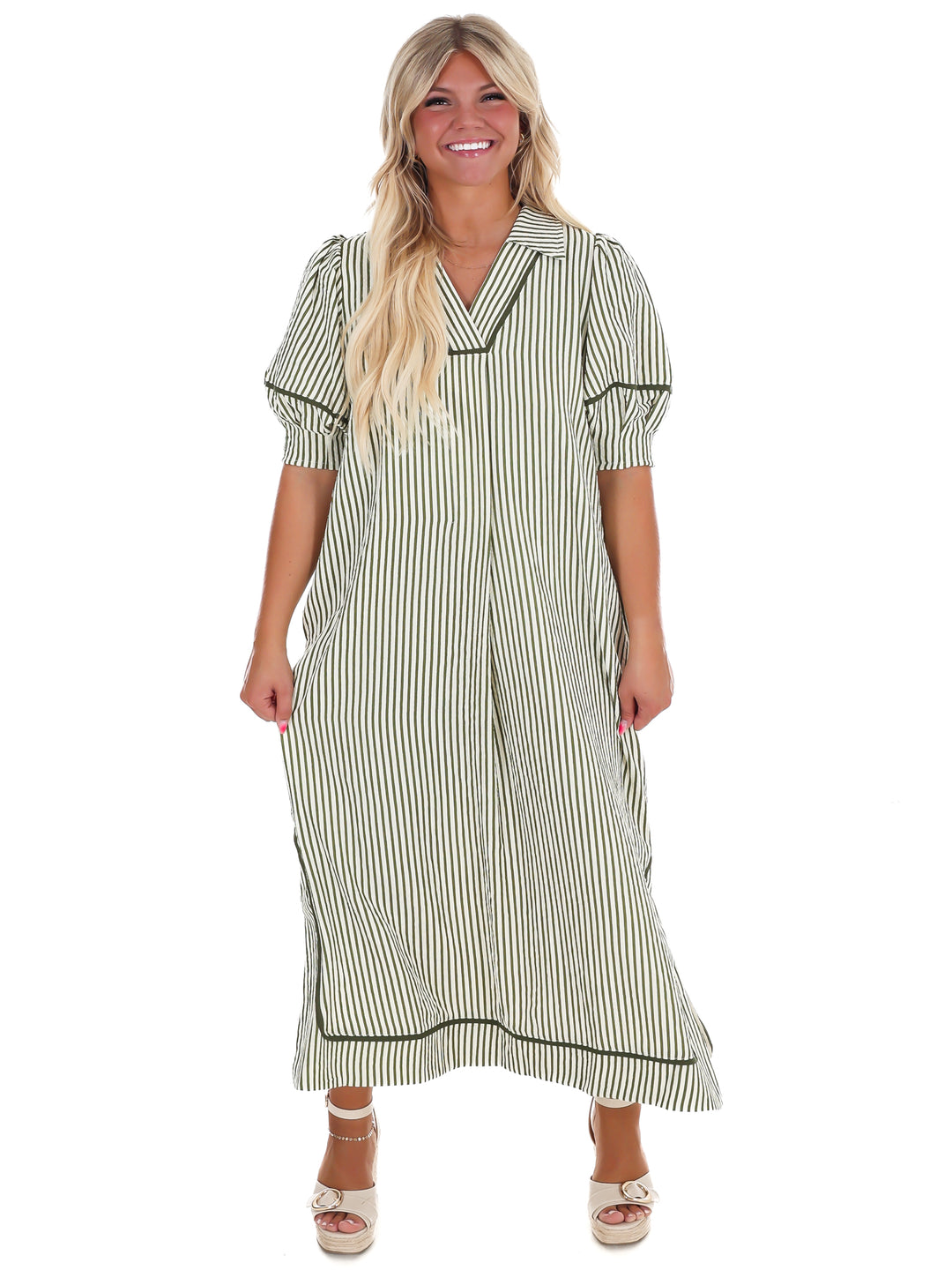 Countryside Charm Stripe Midi Dress