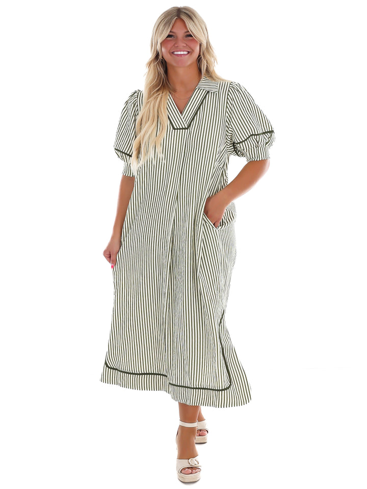 Countryside Charm Stripe Midi Dress