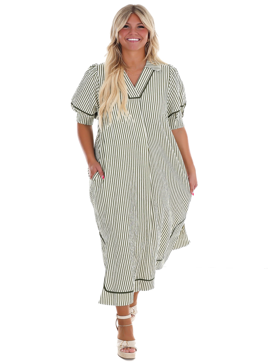 Countryside Charm Stripe Midi Dress