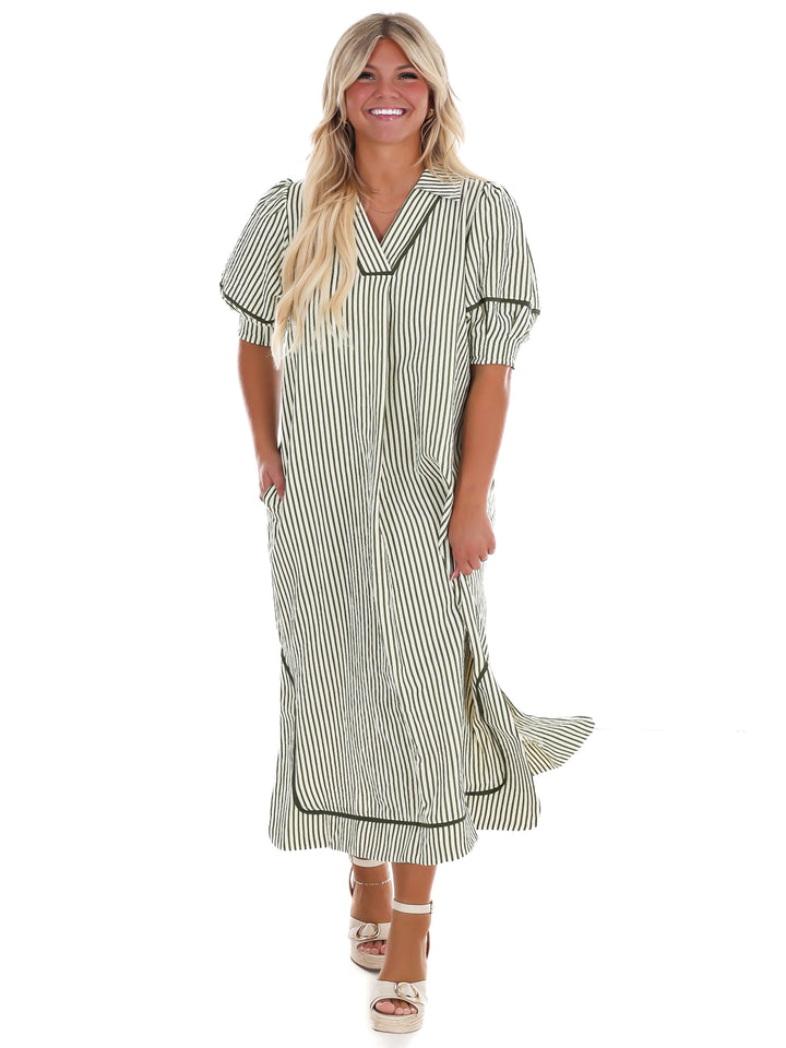 Countryside Charm Stripe Midi Dress