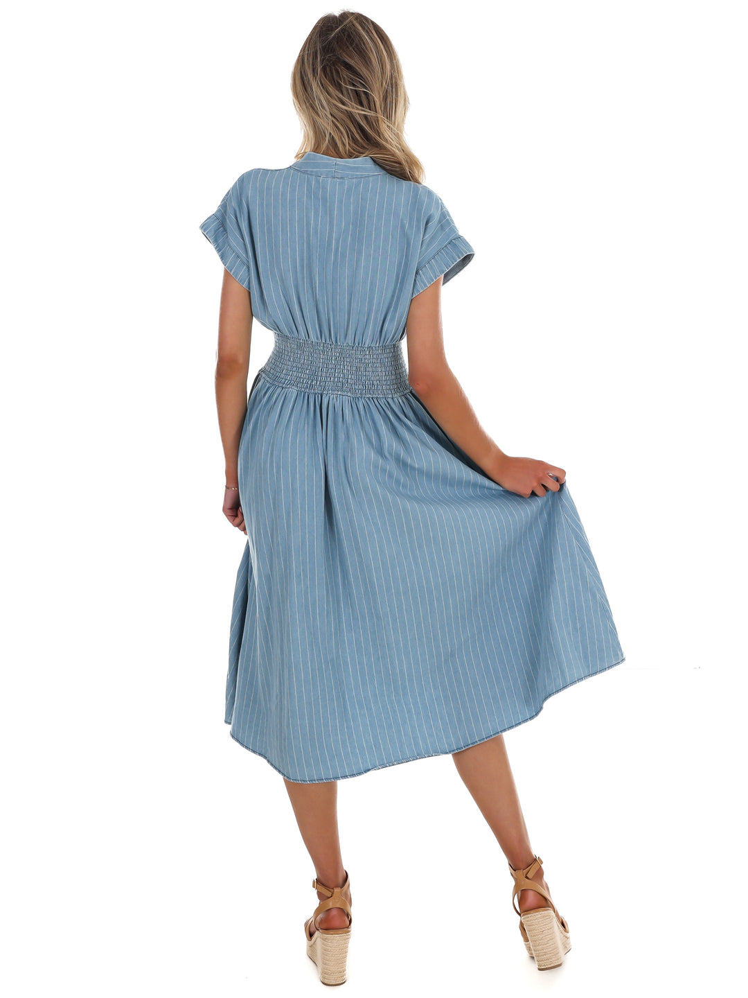 City Stroll Pinstripe Midi Dress
