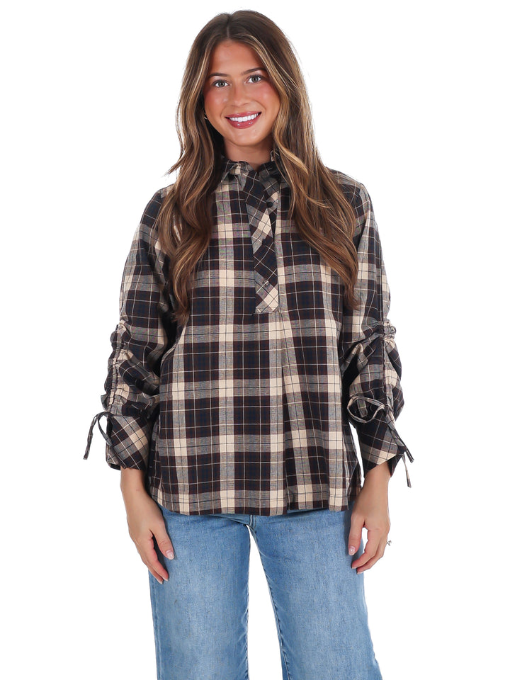 Apple Picking Plaid Top