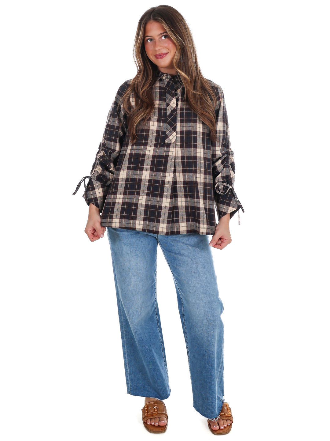 Apple Picking Plaid Top