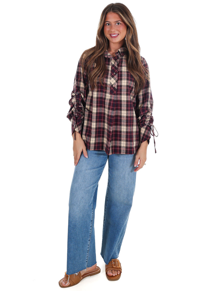 Apple Picking Plaid Top