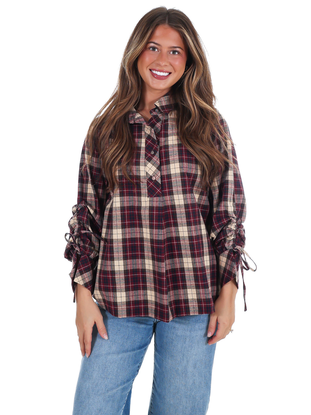 Apple Picking Plaid Top