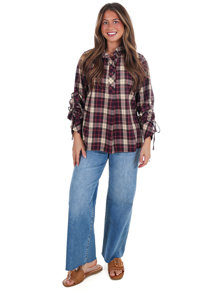 Apple Picking Plaid Top