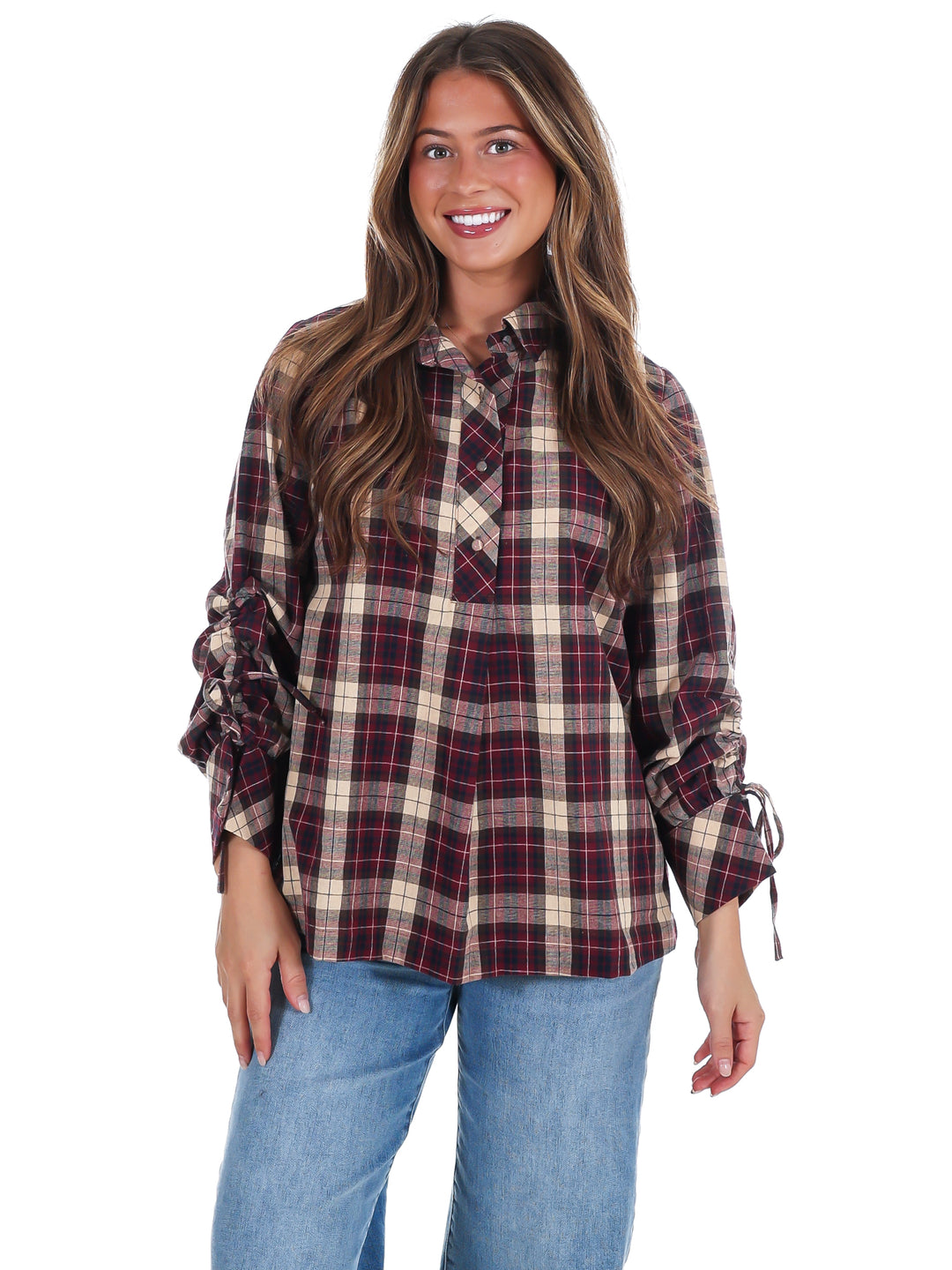 Apple Picking Plaid Top