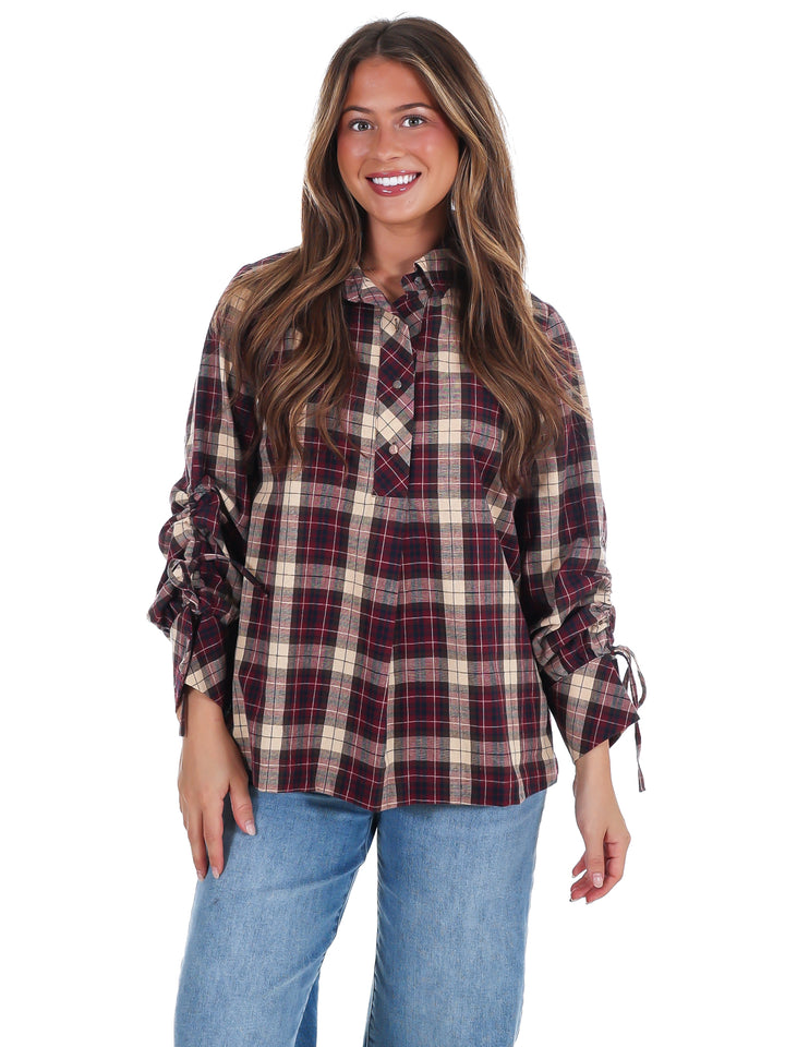 Apple Picking Plaid Top