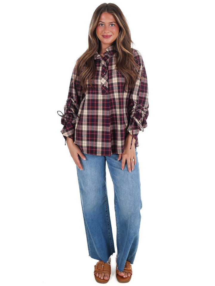 Apple Picking Plaid Top