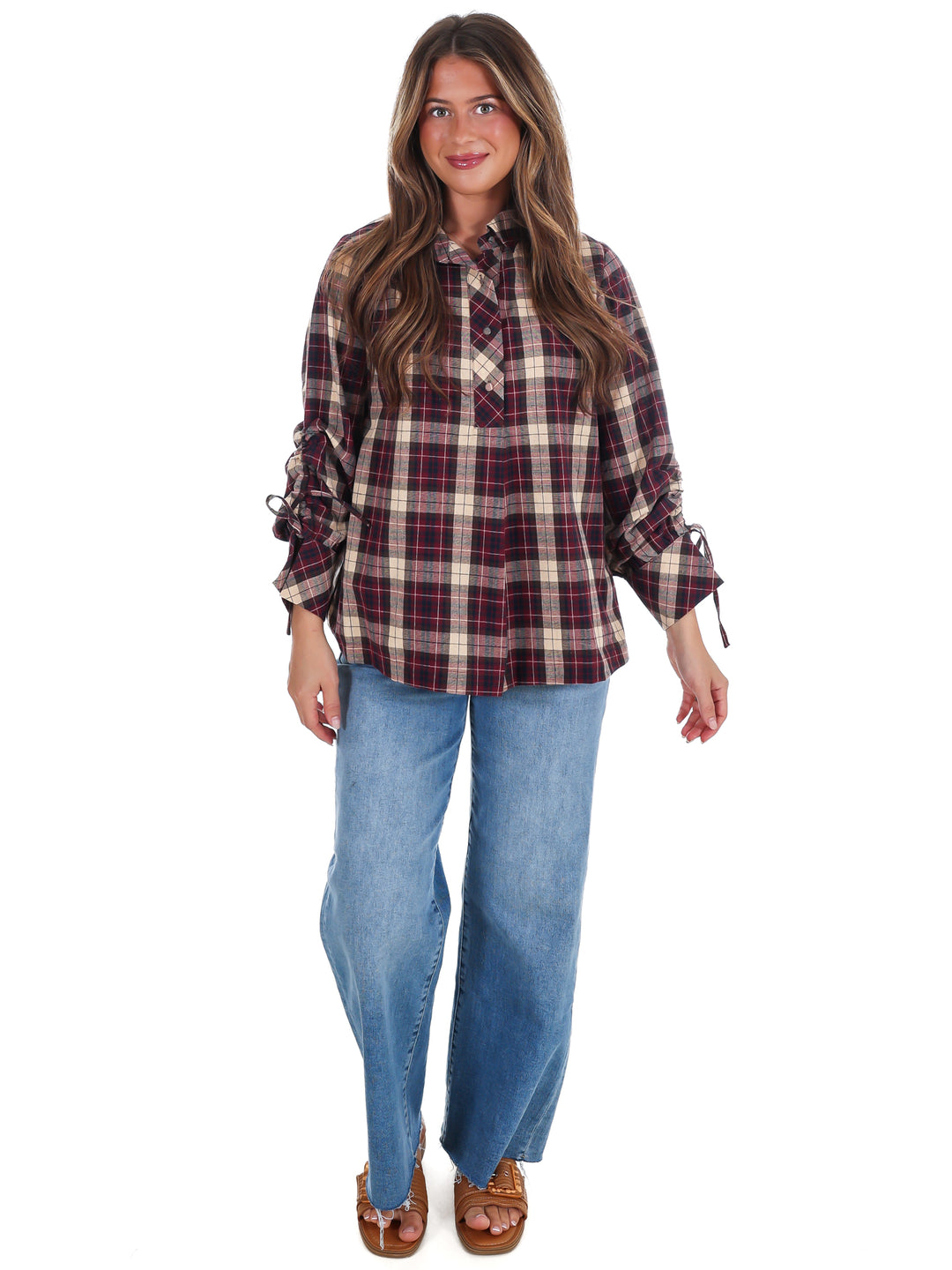 Apple Picking Plaid Top
