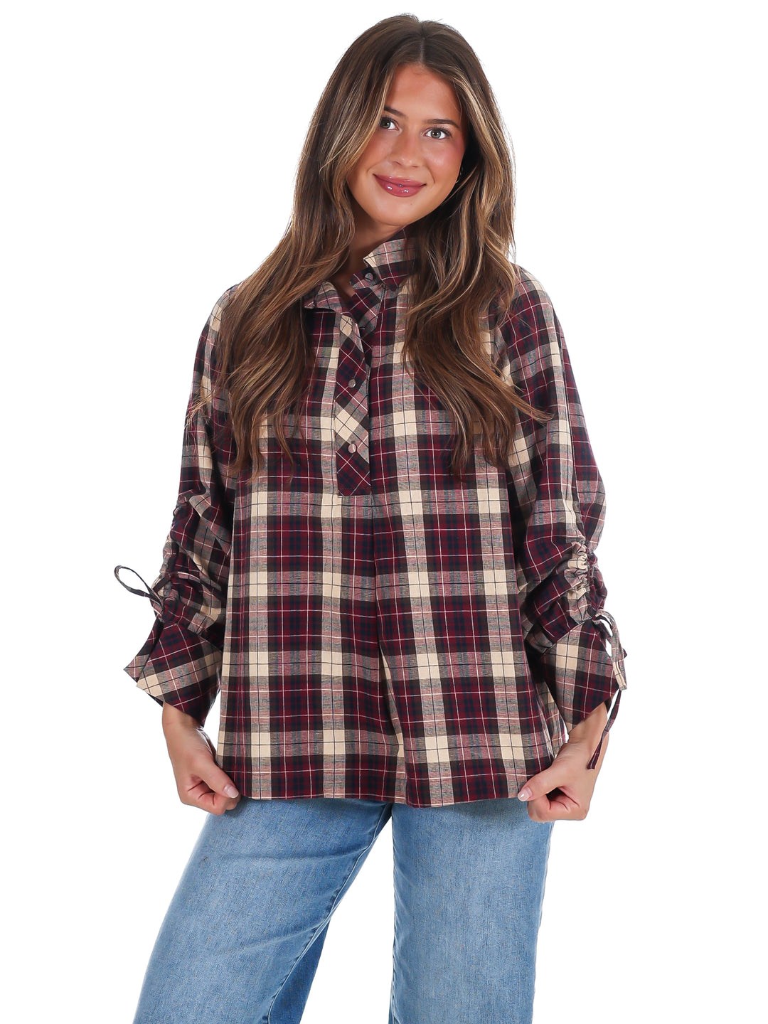 Apple Picking Plaid Top
