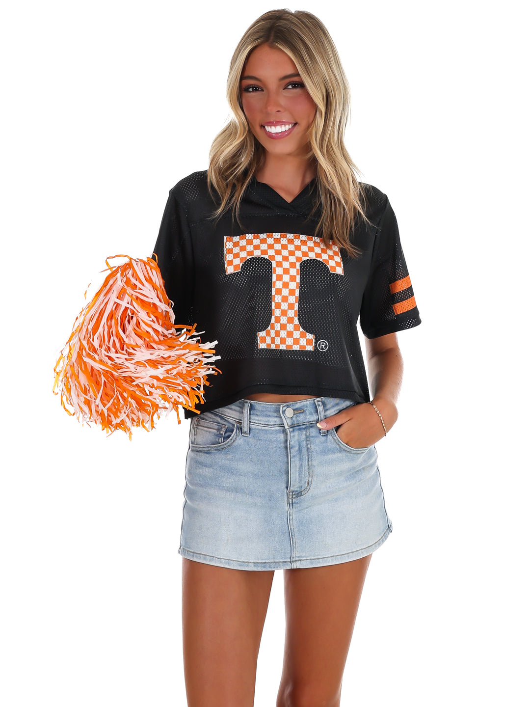 Checkerboard Power T Vols V-Neck Crop Jersey