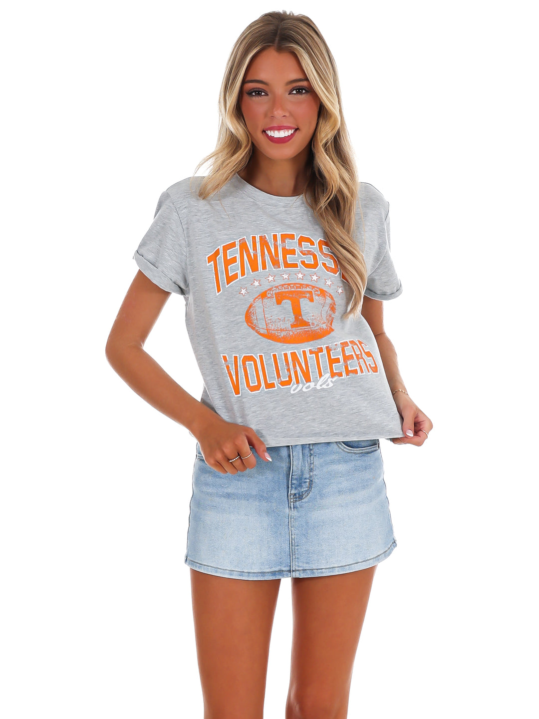 Tennessee Volunteers Rolled Sleeve Waist Length Top
