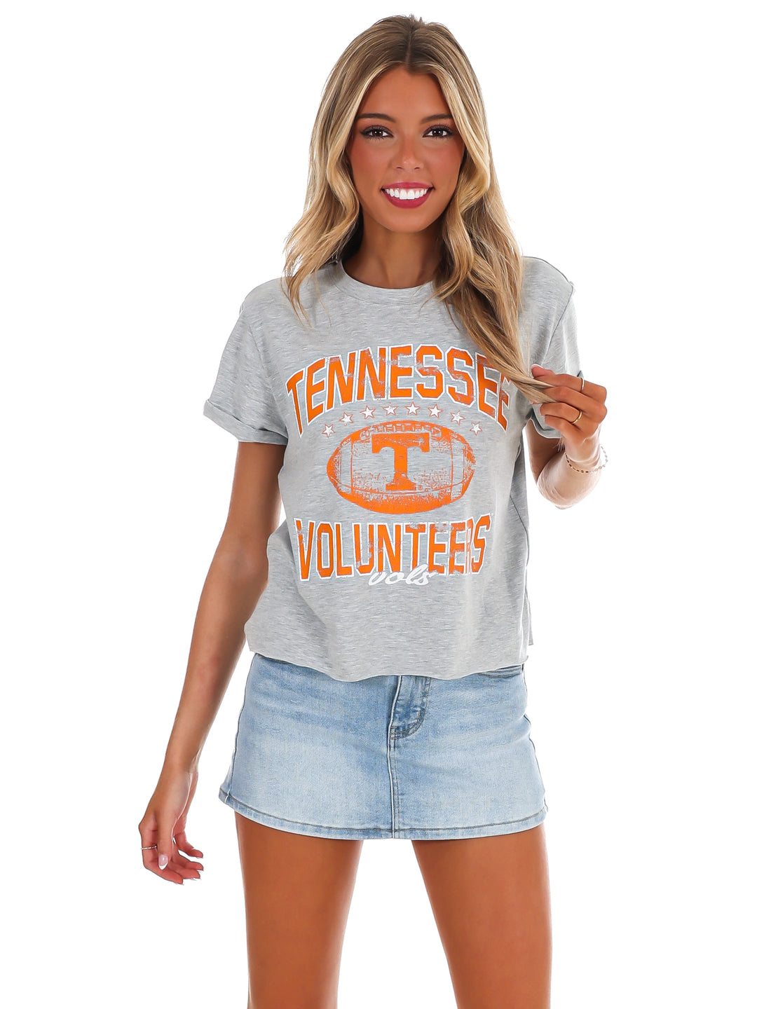 Tennessee Volunteers Rolled Sleeve Waist Length Top