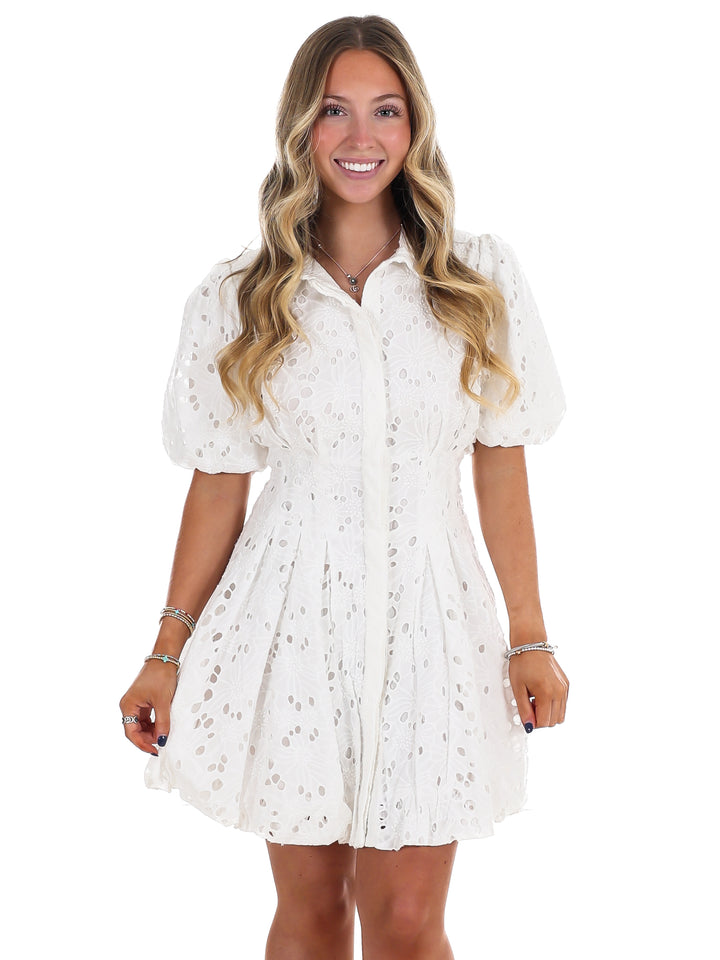 Effortless Bloom Eyelet Mini Dress