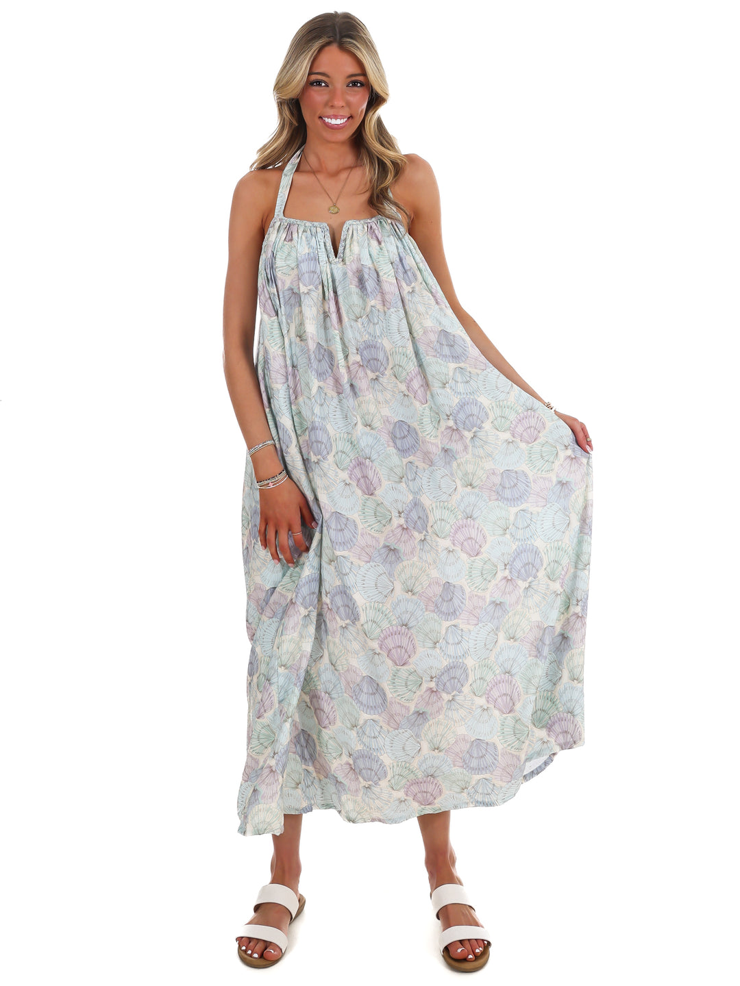 Walk on the Beach Flowy Halter Dress