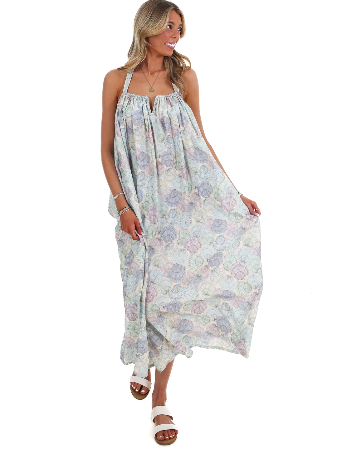 Walk on the Beach Flowy Halter Dress