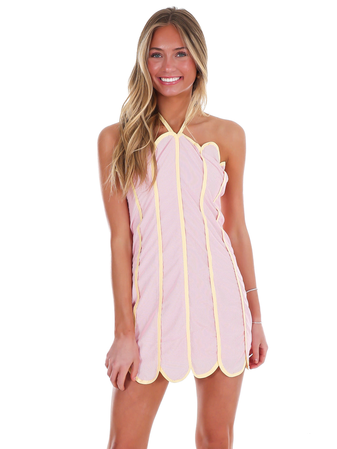 East Coast Summers Stripe Halter Mini Dress