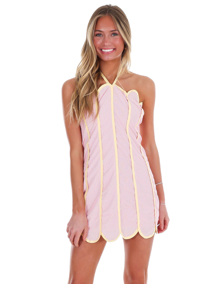 East Coast Summers Stripe Halter Mini Dress
