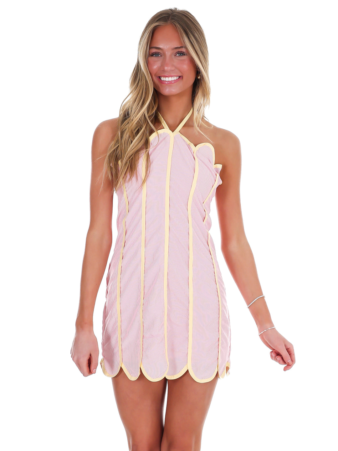 East Coast Summers Stripe Halter Mini Dress