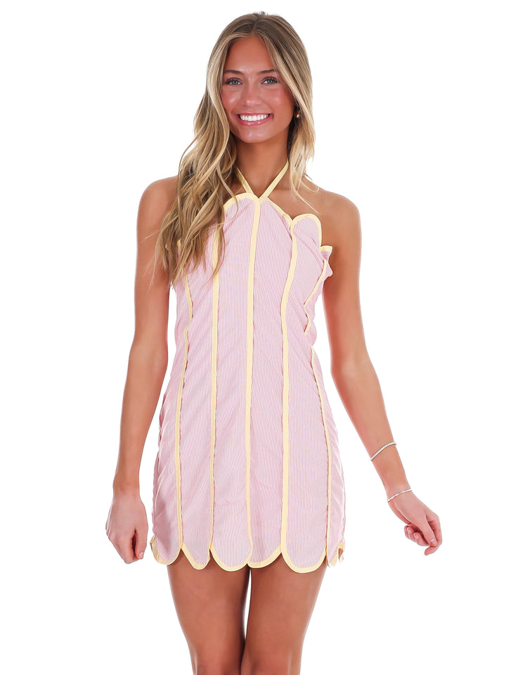 East Coast Summers Stripe Halter Mini Dress