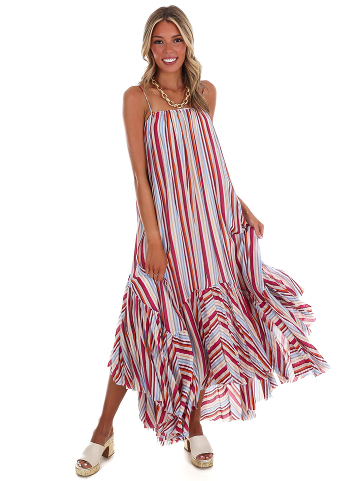 Vibrant Escape Stripe Maxi Dress