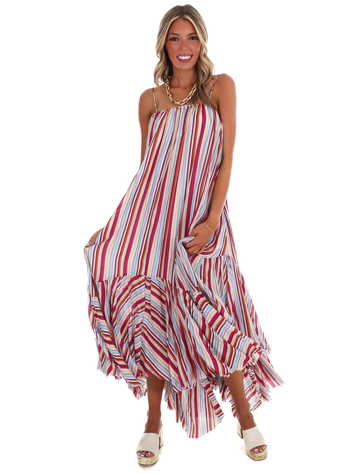 Vibrant Escape Stripe Maxi Dress