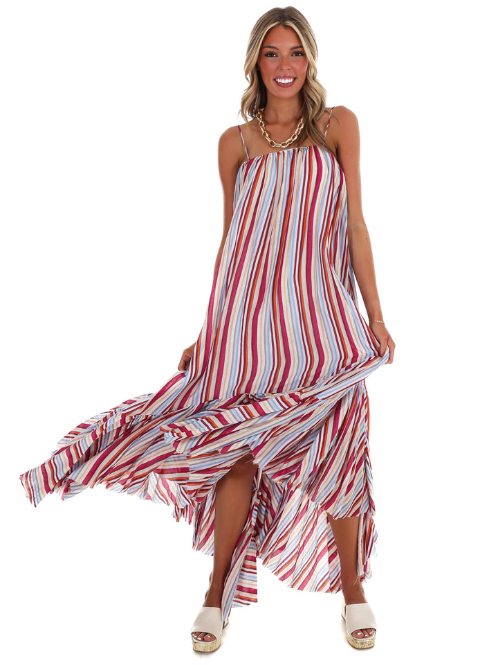 Vibrant Escape Stripe Maxi Dress