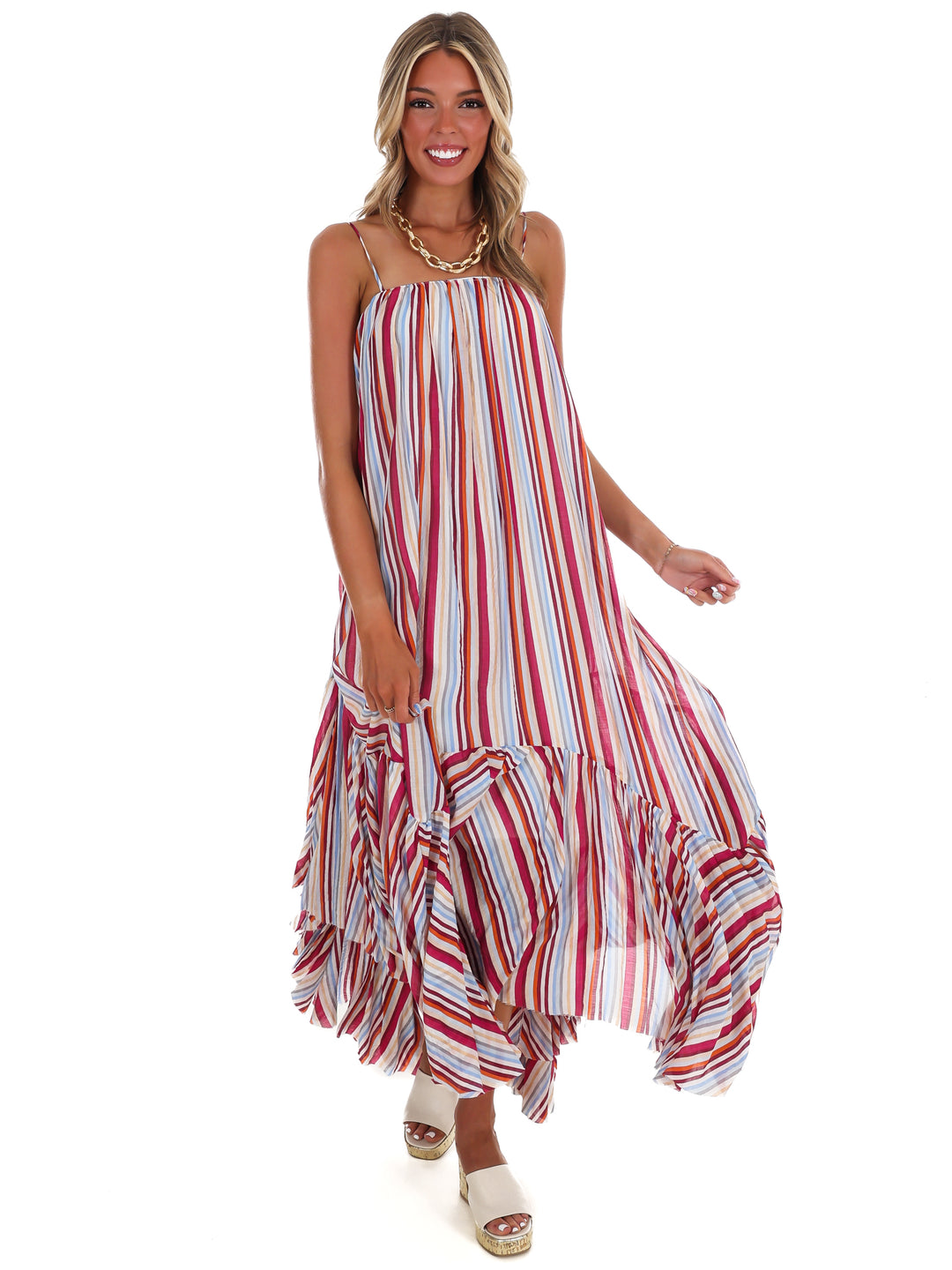 Vibrant Escape Stripe Maxi Dress