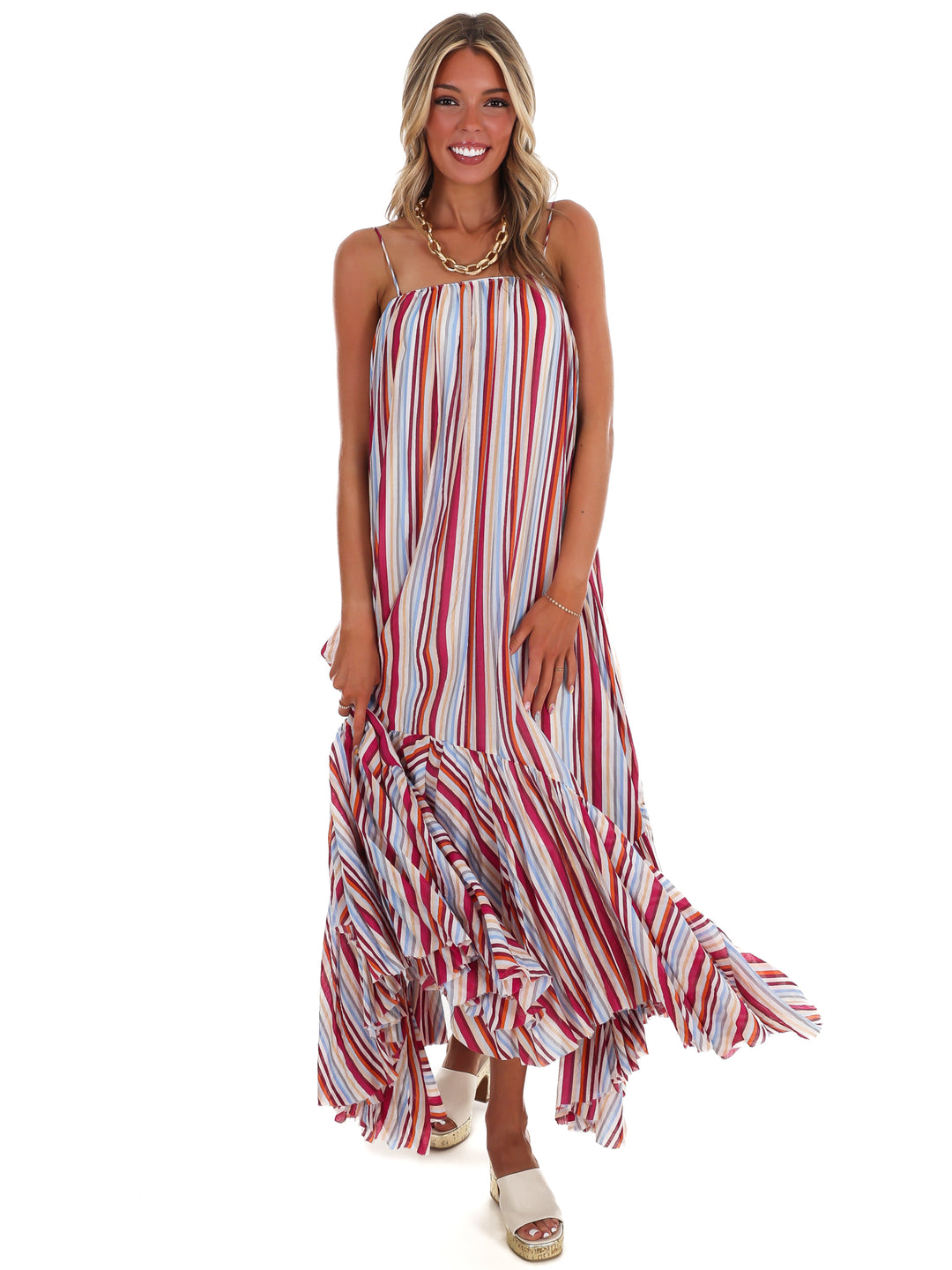 Vibrant Escape Stripe Maxi Dress