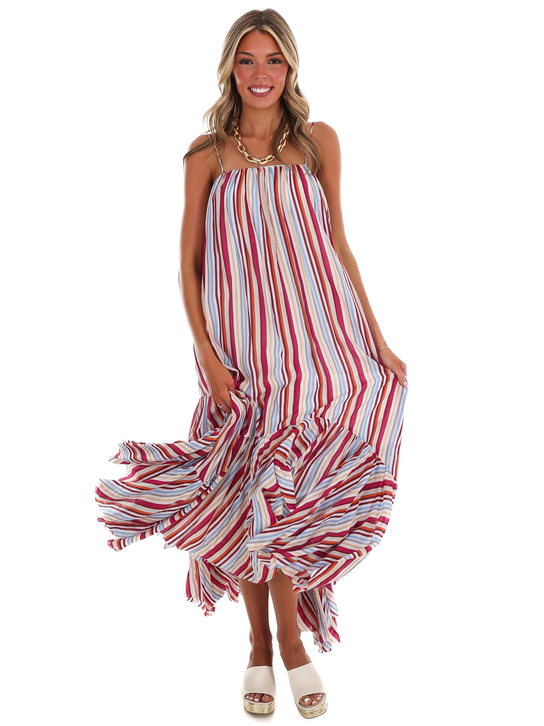 Vibrant Escape Stripe Maxi Dress