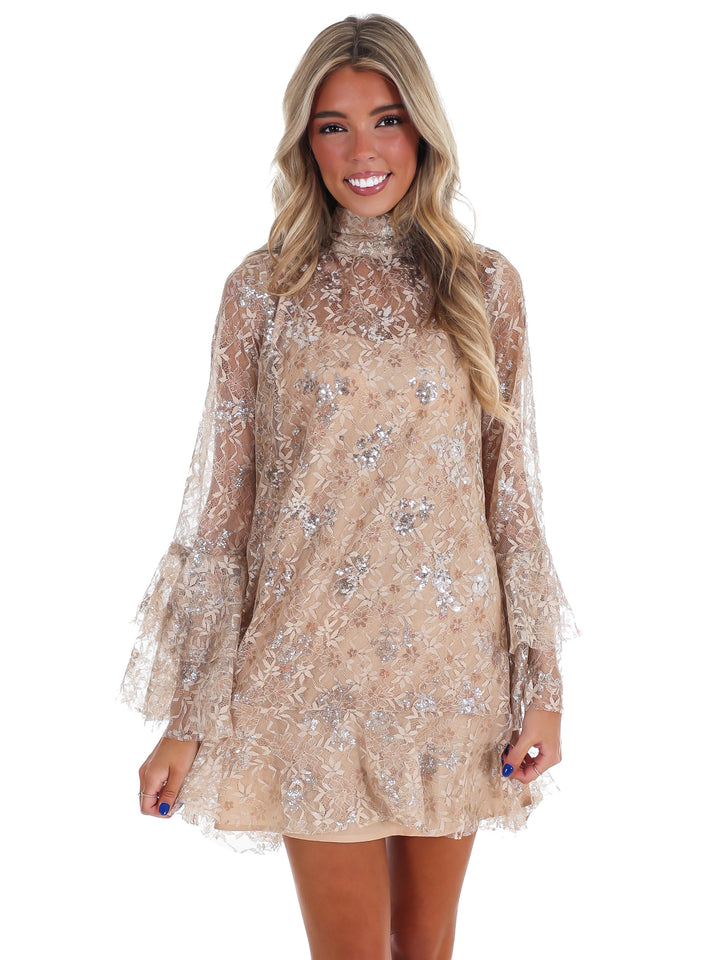 Festive Feelings Sequin Lace Mini Dress