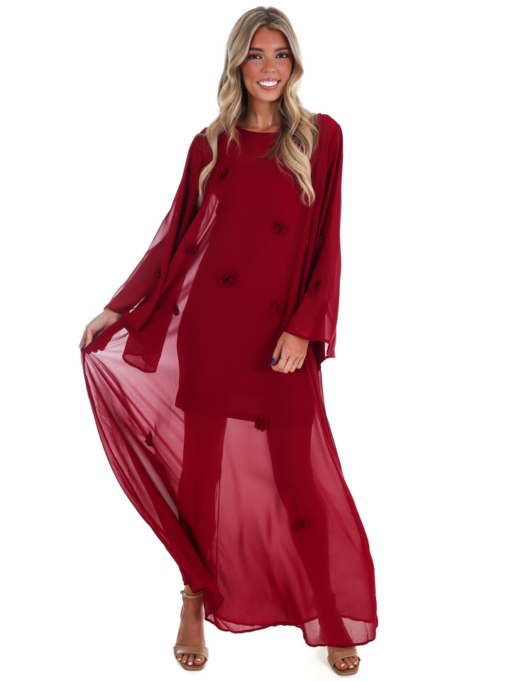 Holiday Charm Floral Maxi Dress
