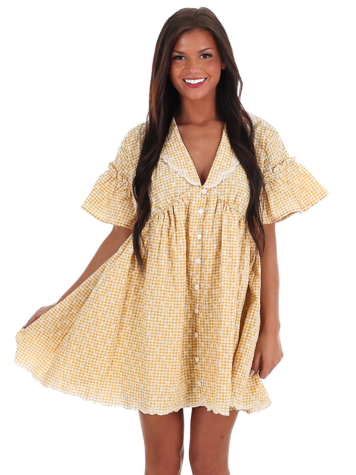 Sunny Days Gingham Babydoll Dress