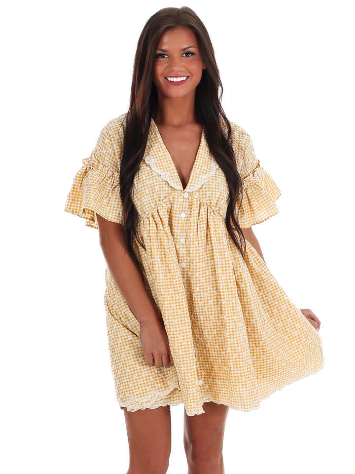 Sunny Days Gingham Babydoll Dress
