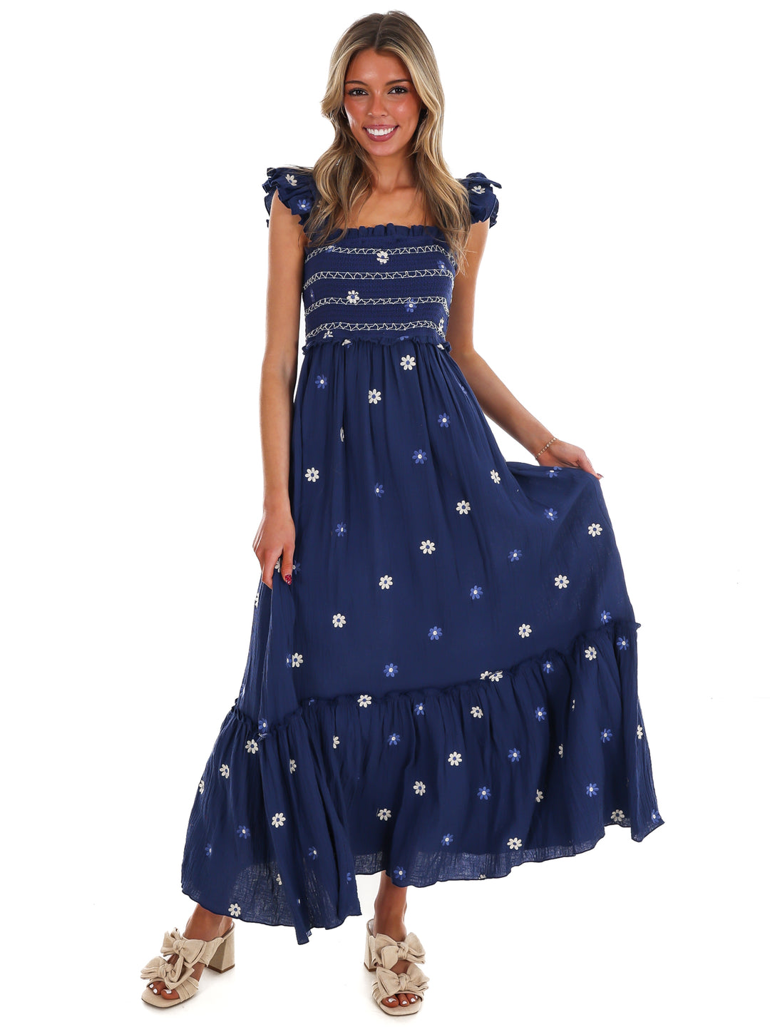 Fields of Flowers Embroidered Maxi Dress