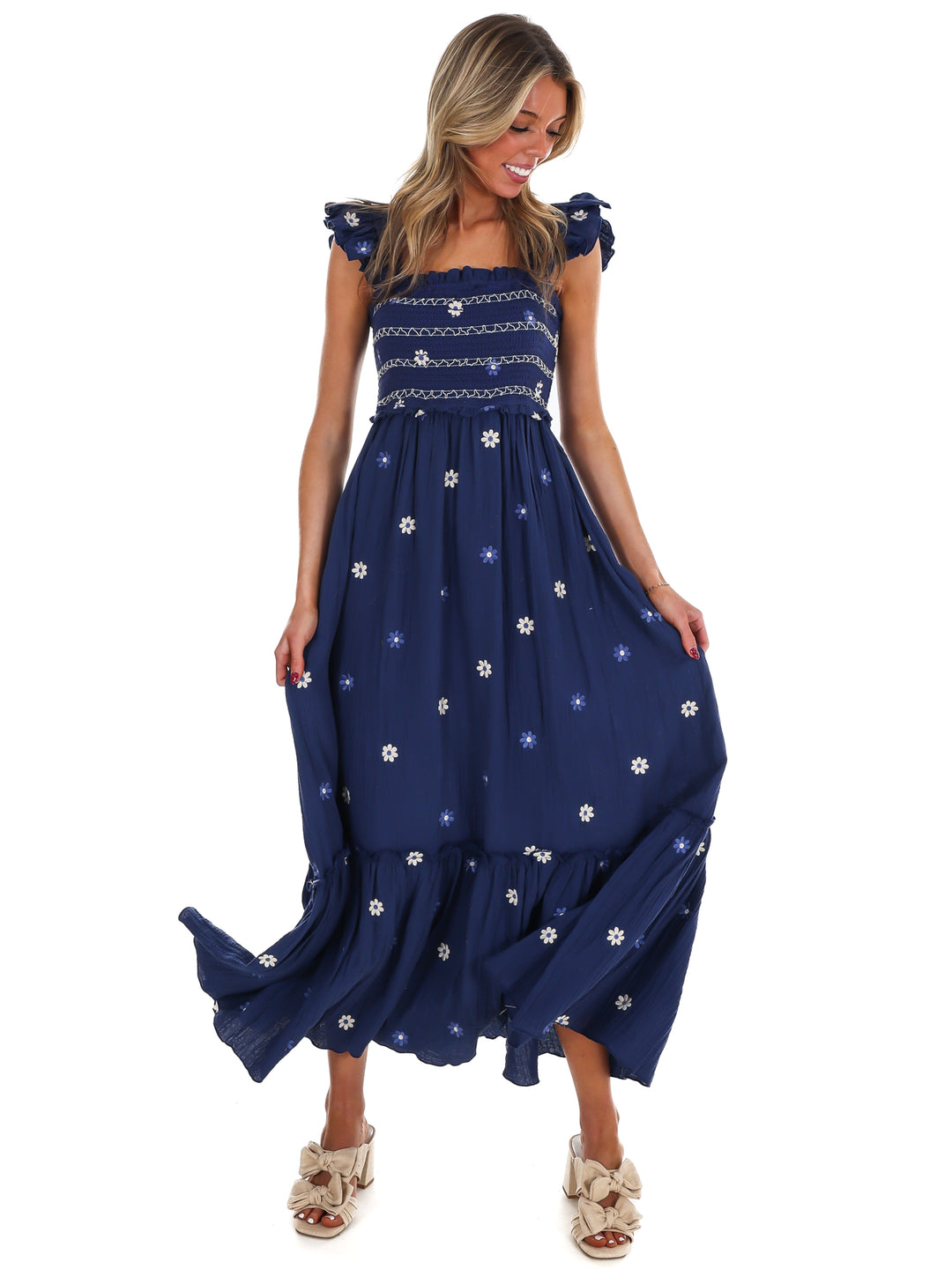 Fields of Flowers Embroidered Maxi Dress